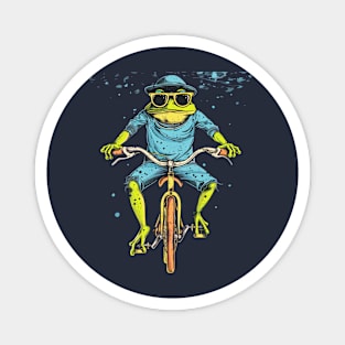 Funny Frog On A Bike Magnet